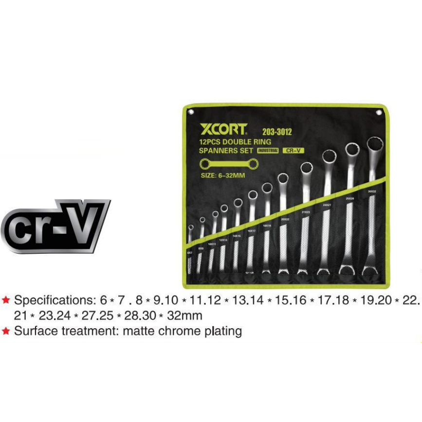 12PCS DOUBLE RING OFFSET SPANNERS SET