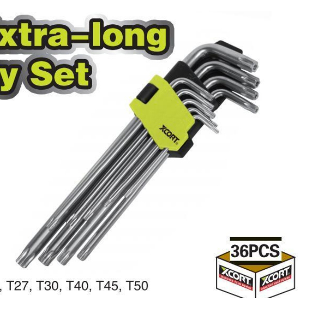 9PCS TORX EXTRA-LONG ARM HEX KEY SET